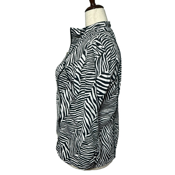 Chicos Zenergy Jacket Womens Large 2 Black White Zebra Print Full Zip Office - Picture 6 of 9